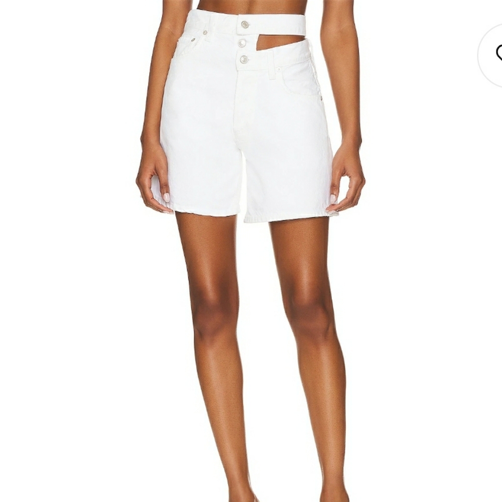 AGOLDE x Revolve Broken Waistband Denim Short Milkshake White denim size 32